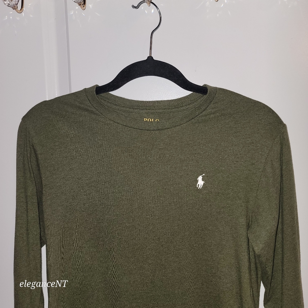 Polo  by Ralph Lauren Boy's Olive Green Long Sleeve Shirt Sz: M (10-12) - Picture 4 of 7